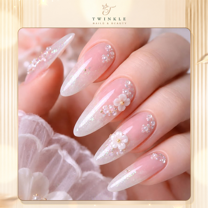 Simple bridal nail ideas, simple bridal nails, natural bridal nailsm, bridal nails for wedding day, twinkle nails & beauty