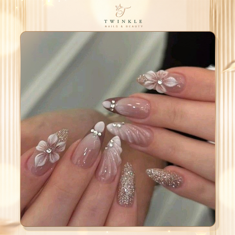 Bridal nail ideas, wedding nail ideas, bridal French nails, milky white wedding nails, nails for bride and bridesmaids