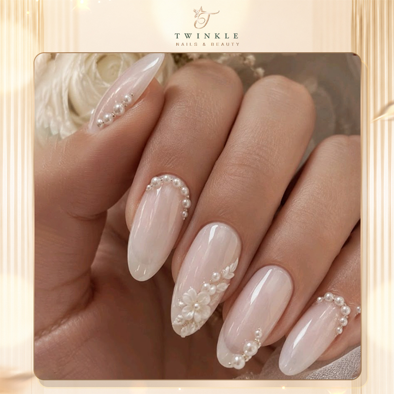 Simple bridal nail ideas, simple bridal nails, natural bridal nailsm, bridal nails for wedding day, twinkle nails & beauty