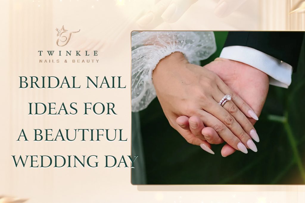 Bridal nail ideas, wedding nail ideas, bridal French nails, milky white wedding nails, nails for bride and bridesmaids